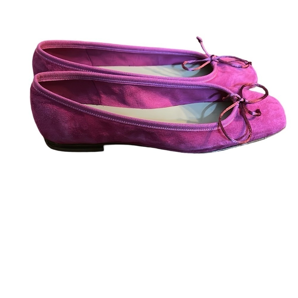 Ann Mashburn Magenta Pink Suede Square Toe Ballet Flats Size 37 NWOB